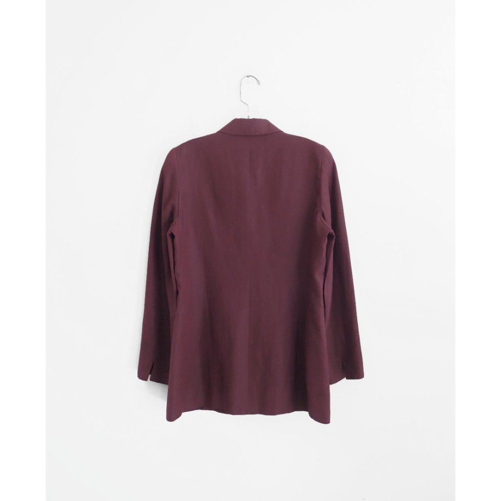 Vintage 90s Valentino Miss V Muted Mulberry Aubergine Silk Linen Blazer 44 US 8 - Picture 2 of 5